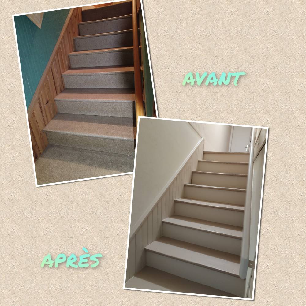 Rénovation en peinture d'un couloir Rénovation en peinture d'un escalier